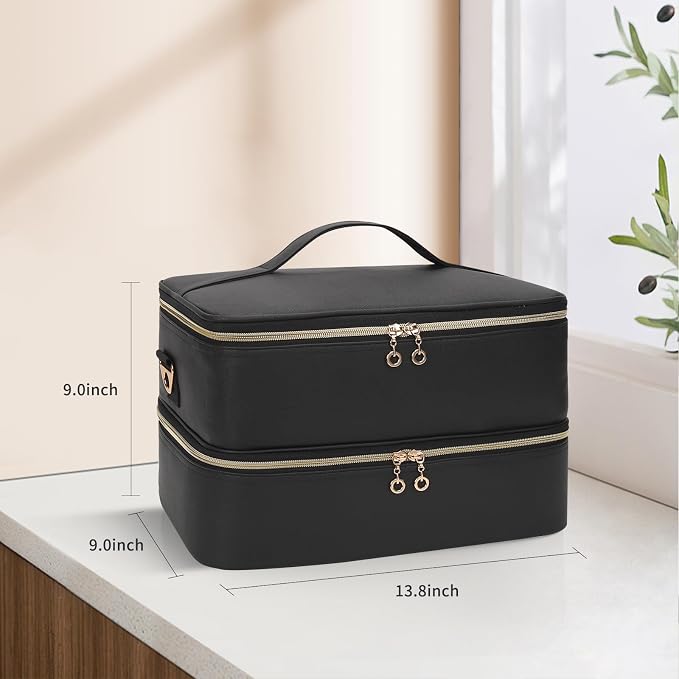 Ethereal Nail Polish Organizer Case, Leather Nail Polish Bag Holds 50+ Bottles (5ml/0.5fl.oz) and Nail Lamp, Nail Storage Organizer with Compartment, Leather Black - Image 7