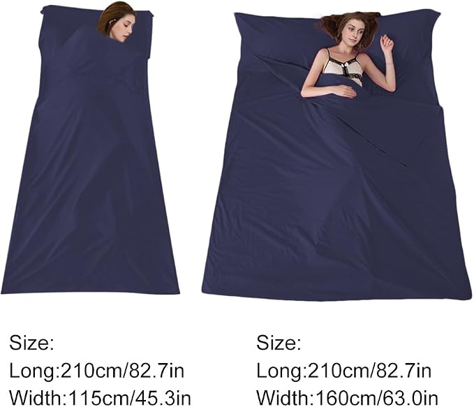 Lightweight Sleep Sack, Compact Sleeping Bag Liner Travel Sheets for Hotel | Soft Breathable Adult Sleep Sack, 4 Season Travel Sheet for Hostel Camping Backpacking Hiking, Machine Washable, 3 Sizes - Image 4