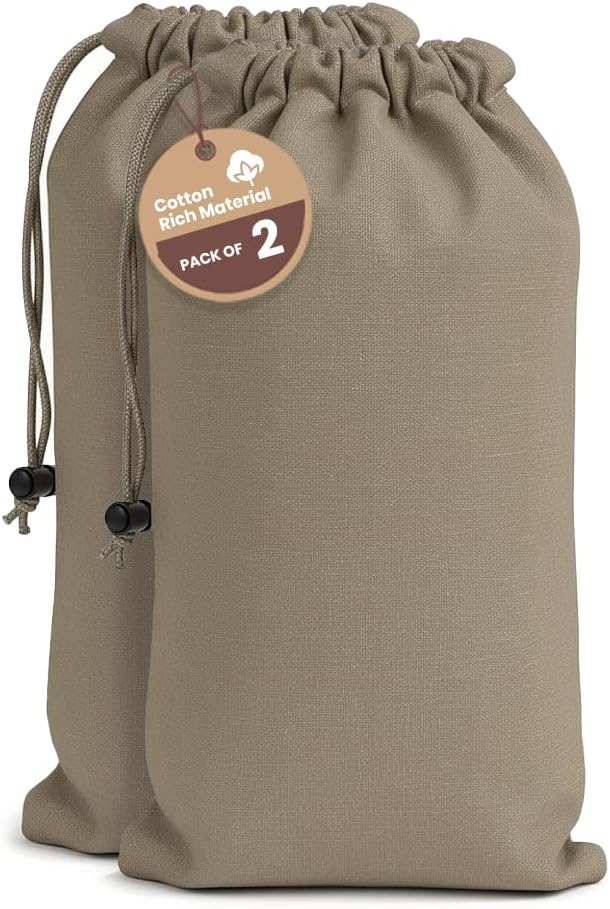 LFH Cotton Rich Shoe Storage Bags with Drawstring, Dustproof Breathable Reusable Organizer, Perfect For Travel, Dorm, Hotel, College, Gym, Easy to Carry Machine Washable 12"x17" (Pack of 4) - Chambray by LFHHomePrivateLimited