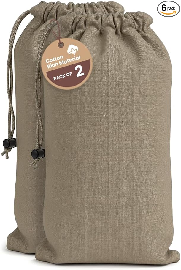 LFH Cotton Rich Shoe Storage Bags with Drawstring, Dustproof Breathable Reusable Organizer, Perfect For Travel, Dorm, Hotel, College, Gym, Easy to Carry Machine Washable 12"x17" (Pack of 6) - Chambray by LFHHomePrivateLimited