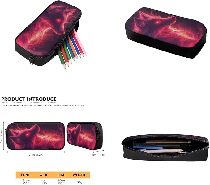 Galaxy Wolf Backpack for Girls Boys Backpack with Lunch Box Water Bottle Pouch and Big Pencil Pouch 4PCS Set Bookbag with Front Pocket 17" Lightweight School Bag for Kids Back to School Gifts - Image 5