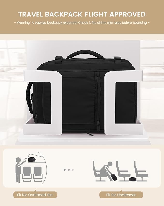 LOVEVOOK Travel Backpack for Women & Men, 60L Large Carry On Backpack Airline Approved, TSA Personal Item Weekender Bag, Laptop Backpacks with 3 Packing Cubes for Travel Essentials, Waist Belt - Image 5