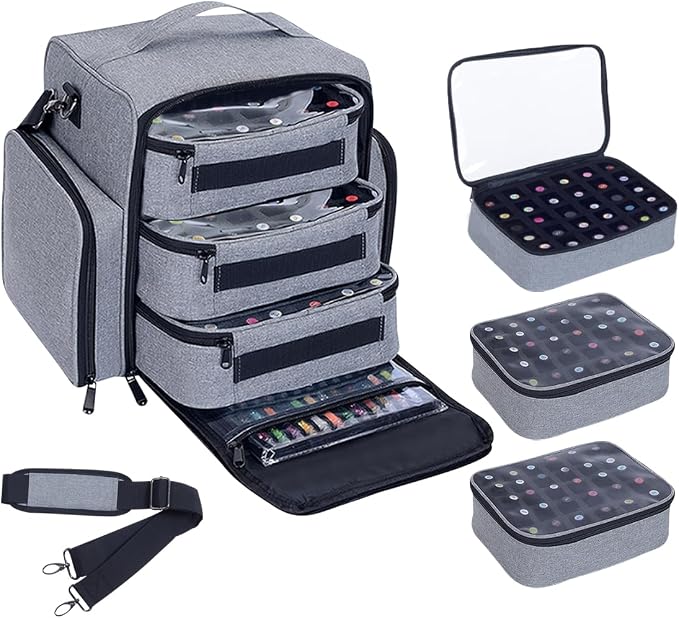 Nail Polish Organizer Case Hold 90 Bottles with 3 Detachable Bag,Grey | Portable Travel Storage Box Designed for Women's Nail Tools, Essential Oils and Cosmetics Sets by UOZL