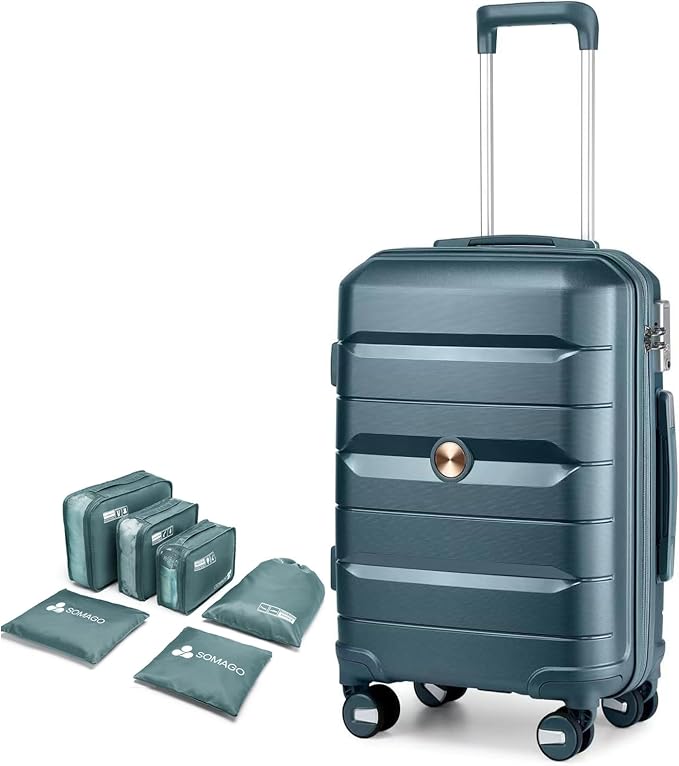 Somago 28 Inch Luggage With Spinner Wheels Hard Shell Polypropylene Suitcase with TSA Lock and YKK Zipper,Ice Blue by SOMAGO