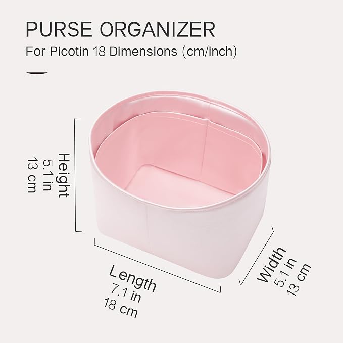 Fits for Picotin 18 Bag Insert, Premium Silk Purse Organizer Insert, Smooth Touch & Lightweight， Luxury Handbag Organizer with Gift Box Fits For Hermes(PC18,Pink) - Image 7