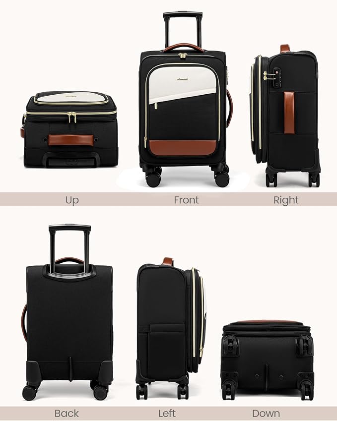 LOVEVOOK 4 Pcs Carry On Luggage 22x14x9 Airline Approved, 20 Inch Carry On Suitcases with Wheels, Softside Rolling Suitcase for Women Men, with TSA Lock Weekender Travel Luggage - Image 9