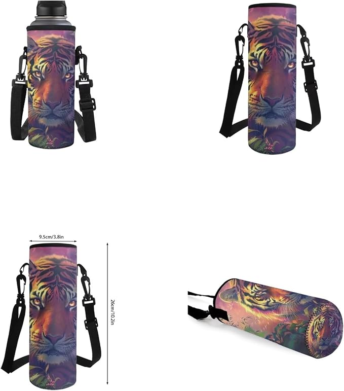 Tiger Backpack for Kids Girls Backpack with Lunch Box Water Bottle Carrier with Strap and Soft Pencil Case 4PCS Set Bookbag with Front Pocket 17 inch Large Capacity School Bag with Side Pocket - Image 6