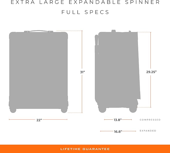 Briggs & Riley 31" Extra Large Expandable Spinner - Checked Luggage for Travel, Suitcases with Wheels, Softside Rolling Bag for Men & Women, Self-Repairing Zipper - Baseline Collection, Navy - Image 17
