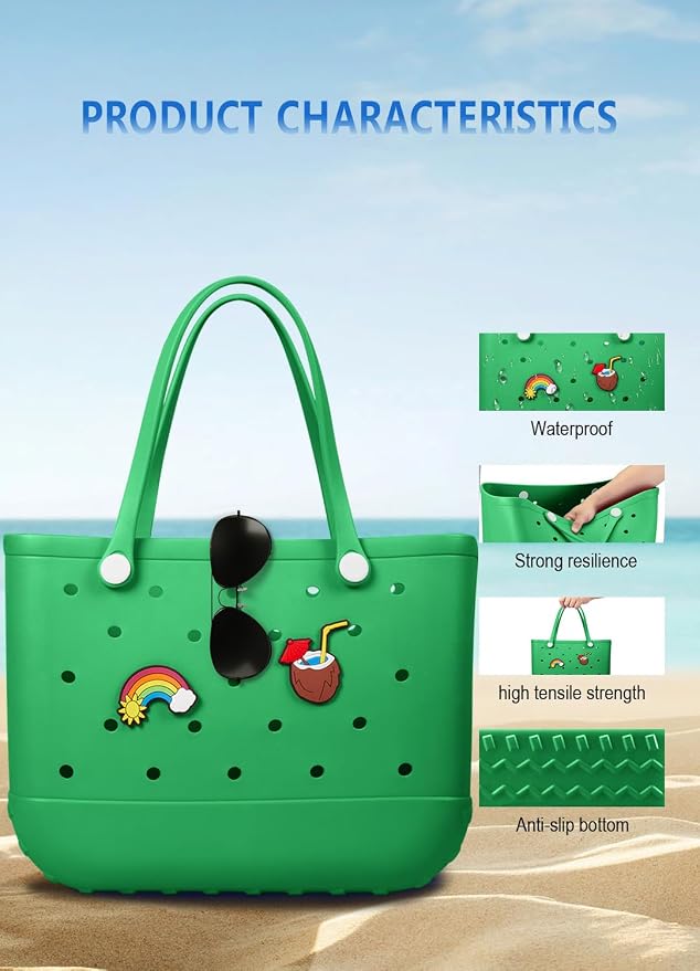 Baonat Beach Bag Rubber Tote Bag - Waterproof Travel Bag for Women Washable Tote Bag Handbag for Sports Beach Market Pool - Image 6