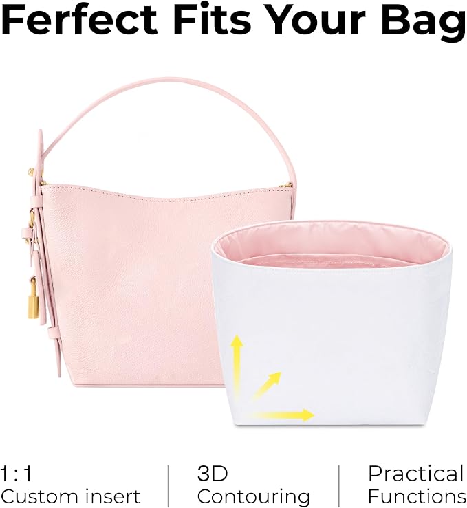 Purse Organizer Insert Compatible with LV All In BB | Handcrafted DuPont™ Tyvek®, Precision 1:1 Custom Fit, Rose Sakura w/ Zipper, Keep Bag Clean & Protected for Travel & Commute - Image 4
