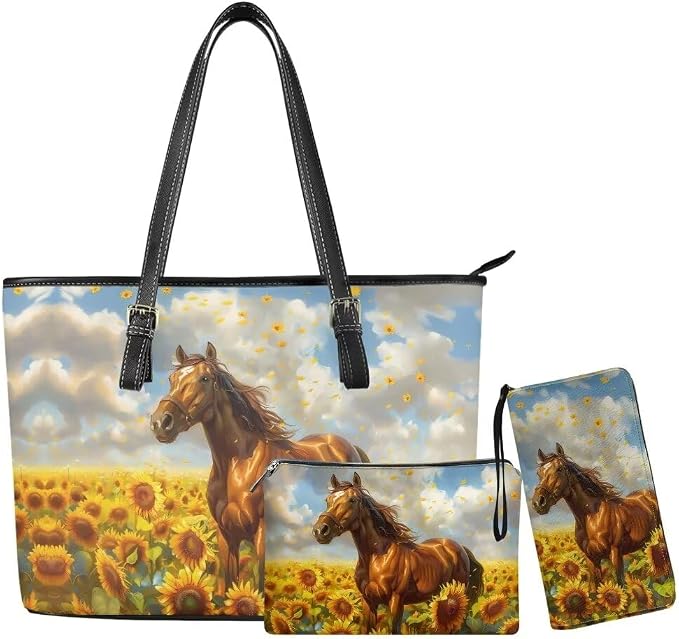 Women Purse Handbags Wallet Sets Leather Shoulder Tote Bag for Women,Top Handle Purse with Wrist Wallet Bag by Unknown