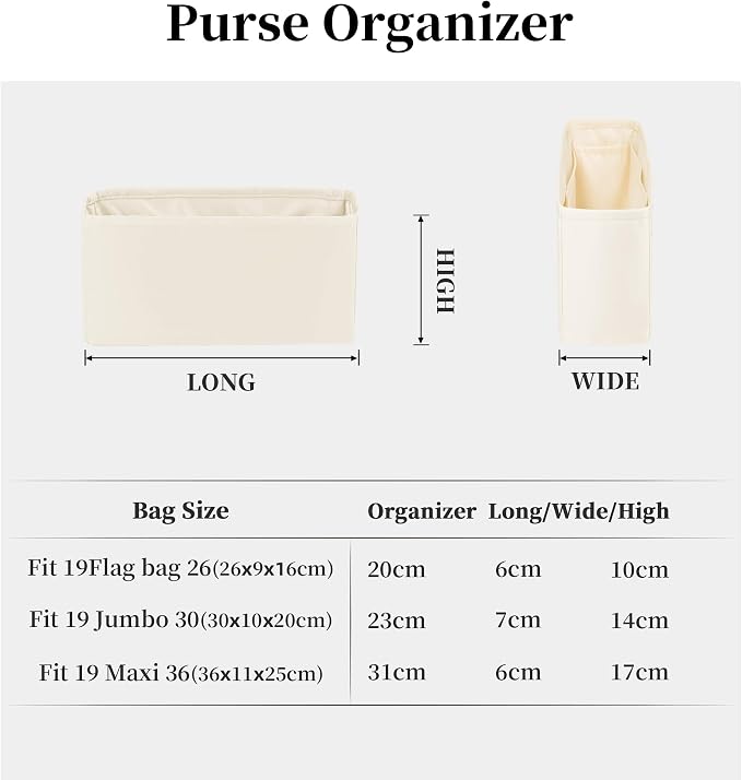 19 Bag Organizer Insert, Purse Organizer with Silky Satin Compatible with Chanel 19 Bag Maxi, Lightweight Inner Bag for Luxury Bags (Craie, Maxi36) - Image 5