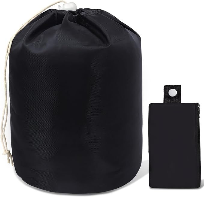 INVODA Drawstring Makeup Bag for Women Cosmetic Bag Large Travel Make up Bags Portable Barrel Toiletry Bag Toiletries Pouch Travel Cosmetic Organizer (Black) by INVODA