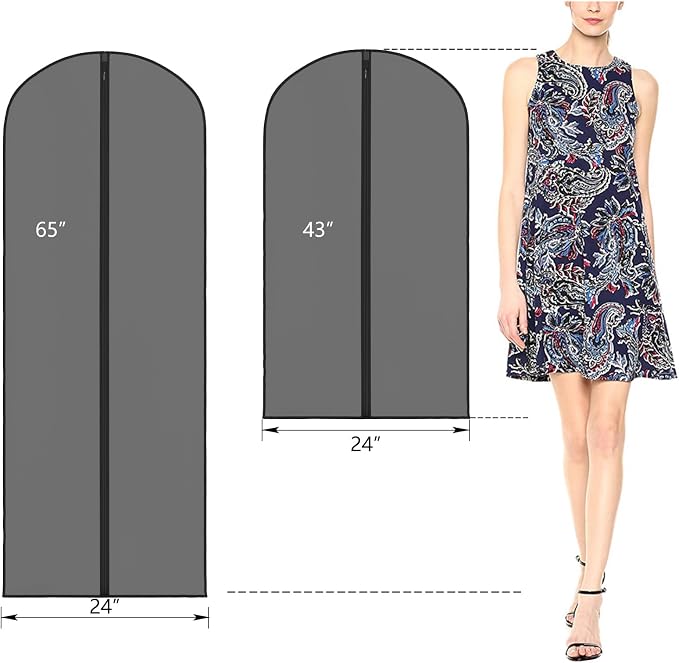 Zilink Clear Garment Bag Dress Bags for Storage Suit Bag Coat Bags with Full Length Zipper for Clothes Closet Storage - Image 2