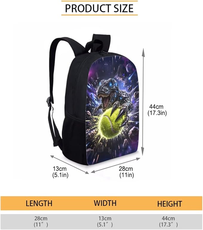 Forchrinse Dinosaur Backpack for Kids 8-12 Boys Softball School Backpack with Lunch Box Set of 3 Pcs Kids Bookbag Lightweight 17 Inch School Bag Daypack - Image 3