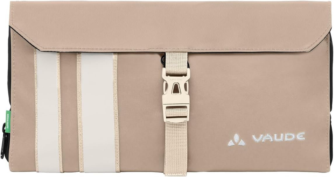 VAUDE Socotra Hanging Toiletry Bag for Men & Women, 2 Zipper Compartments, Integrated Mirror, Toothbrush Holder - Ideal for Travel, Linen - Image 4