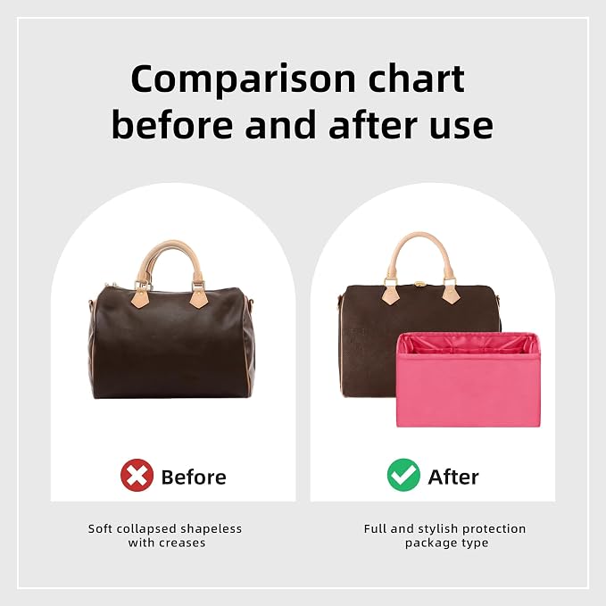 DGAZ Silk Purse Organizer Insert Fits LV Speedy 16/20/25/30/35/40/45 bags，Silky Smooth Bag Organizer，Luxury Handbag & Tote Shaper(Rose lipstick,SP30) - Image 4