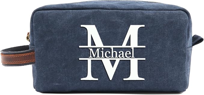 Personalized Toiletry Bag Embroidery Canvas Dopp Kit Custom Gift Monogrammed Shaving Bag With Zipper For Men And Women (Grey) by ROCKCOW