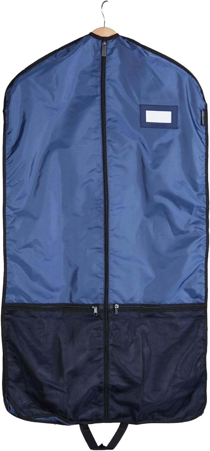 Covermates Deluxe Garment Bag Set for Closet Storage & Travel – Heavy Duty Hanging Suit & Dress Bags with ID Window, Accessory Pockets & Carrying Handles – Premium Wardrobe Protection, Blue by Covermates