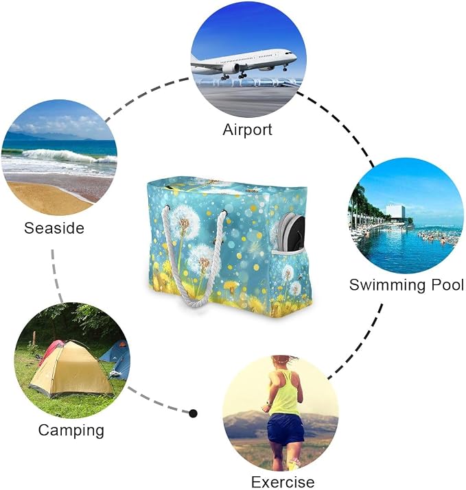 senya Large Beach Bags Totes Swim Canvas Tote Shoulder Bag Water Resistant Bags for Gym Travel Daily - Image 4