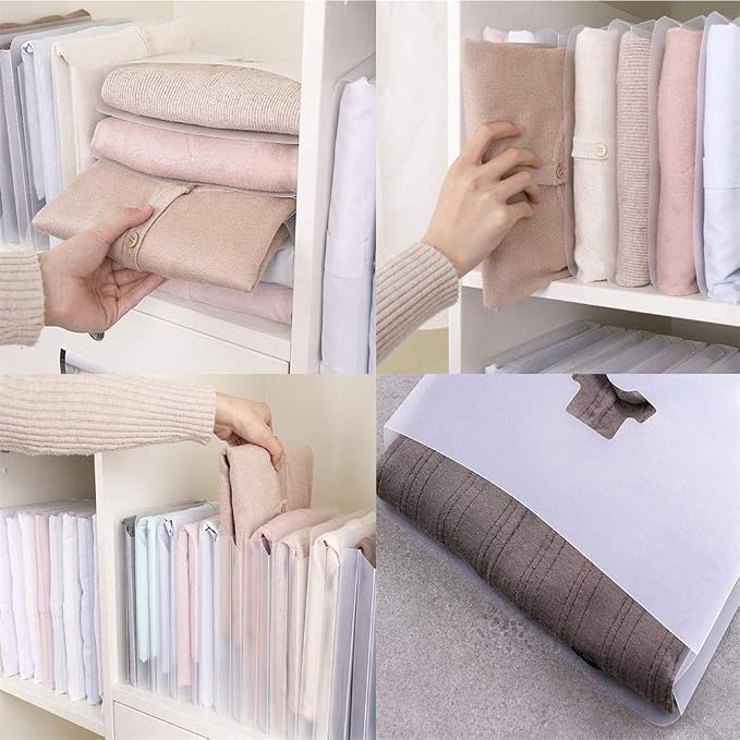 Clothes Folding Board, 5 Pack Multipurpose Shirt Pants Coat Sweater Clothes Organizer, Easy and Fast Flipfold Clothes Folder, Plastic Transparent Laundry Folder Board Travel Folding Board (L) - Image 8
