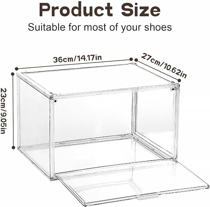 MMBABY 12 Pack Acrylic Clear Shoe Boxes Side Open Clear Plastic Stackable Sneaker Storage For Sneakerhead.Fits US Size 15 - Image 3