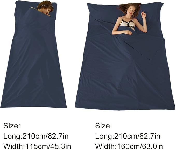 Lightweight Sleep Sack, Compact Sleeping Bag Liner Travel Sheets for Hotel | Soft Breathable Adult Sleep Sack, 4 Season Travel Sheet for Hostel Camping Backpacking Hiking, Machine Washable, 3 Sizes - Image 5