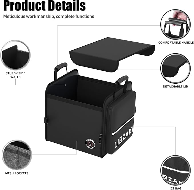 LIBZAKI Car Trunk Storage Organizer, Collapsible Trunk Storage Box for Car Truck SUV-Black - Image 4