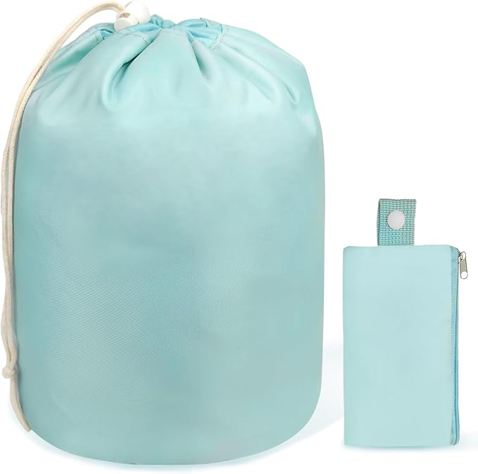 INVODA Drawstring Makeup Bag for Women Cosmetic Bag Large Travel Make up Bags Portable Barrel Toiletry Bag Toiletries Pouch Travel Cosmetic Organizer (Green) by INVODA
