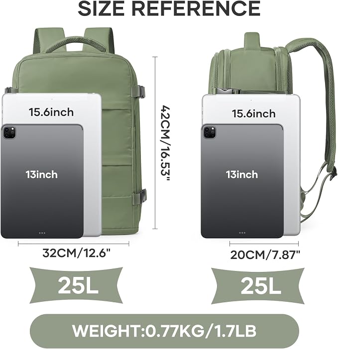coowoz Travel Backpack For Women Men,Carry On Backpack,Hiking Backpack Waterproof Outdoor Sports Rucksack Casual Daypack travel essentials（Gray Green） - Image 4