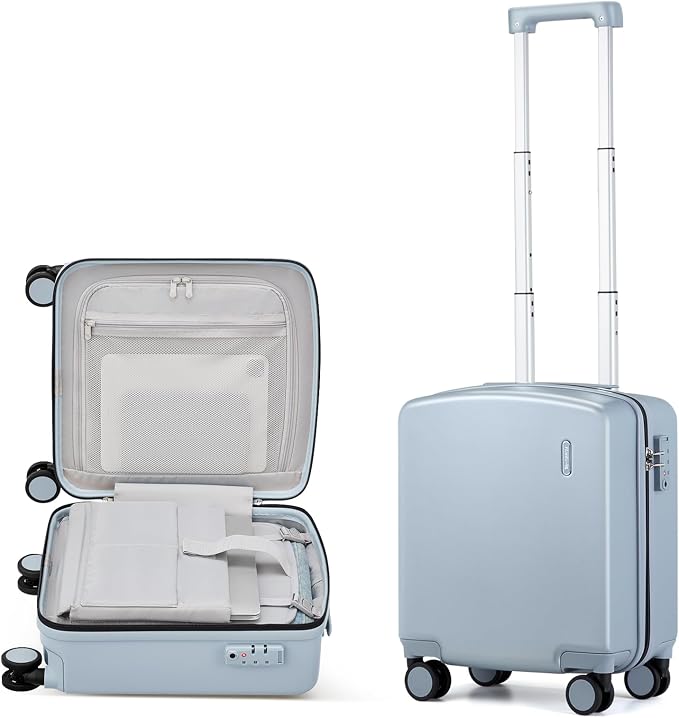 Hanke 16 Inch Underseat Carry On Luggage, Airline-Approved Hard Shell Small Suitcase with Spinner Wheels, Lightweight Tsa Lock Travel Luggage for Short Trips(Gray) by Hanke