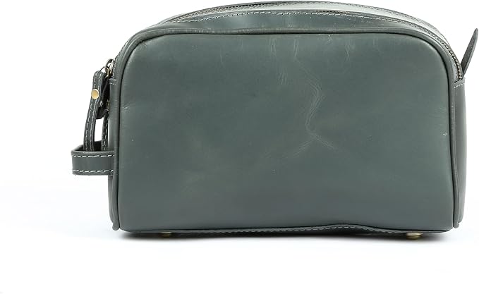KomalC Leather Toiletry Bag for Men & Women – Handcrafted Travel Grooming Kit with Water-Resistant Lining and Secure Zipper Closure - Image 3