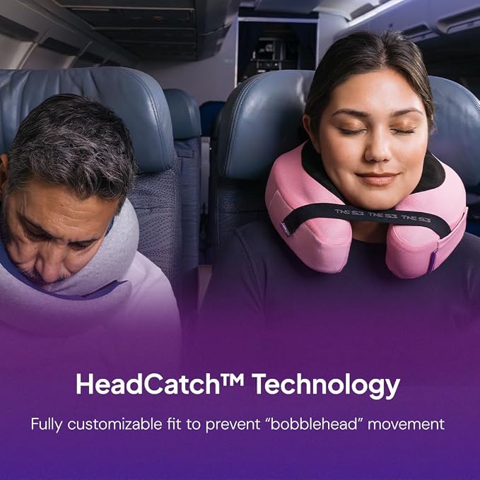 Cabeau Slim TNE-S3 Deluxe Luxury Travel Neck Pillow for Airplanes with Patented Seat Strap and Head Hold Technology (Pink) - Image 3
