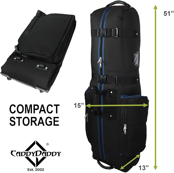 CaddyDaddy Constrictor Soft-Sided Golf Travel Bag Cover with Thick Dense Foam Padded Top 1 Year Full Travel Bag Replacement Coverage | Wheels & Lockable Zippers Case for Transporting Clubs on Airlines - Image 8