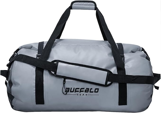 Buffalo Gear Waterproof Duffle Bag 40L 60L 80L Roll-top Dry Bag Heavy Duty Waterproof Duffel Travel Bag for Kayaking Rafting Boating Fishing Camping by BuffaloGear