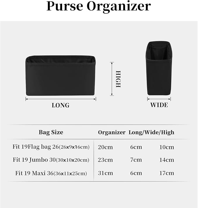 Purse Organizer Insert for 19 Handbag, Satin Bag Insert Compatible with Chanel, Lightweight and Soft Touch Inner Bag for Women Luxury Handbags, Multicolor Options(Black, Jumbo30) - Image 8