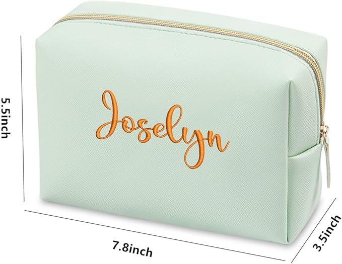 GOPHIE Cusotom Embroidery Travel Makeup Bag Organizer,Cosmetic Bags for Women,Gift For Bachelorette Party,Set of 6,Green - Image 2