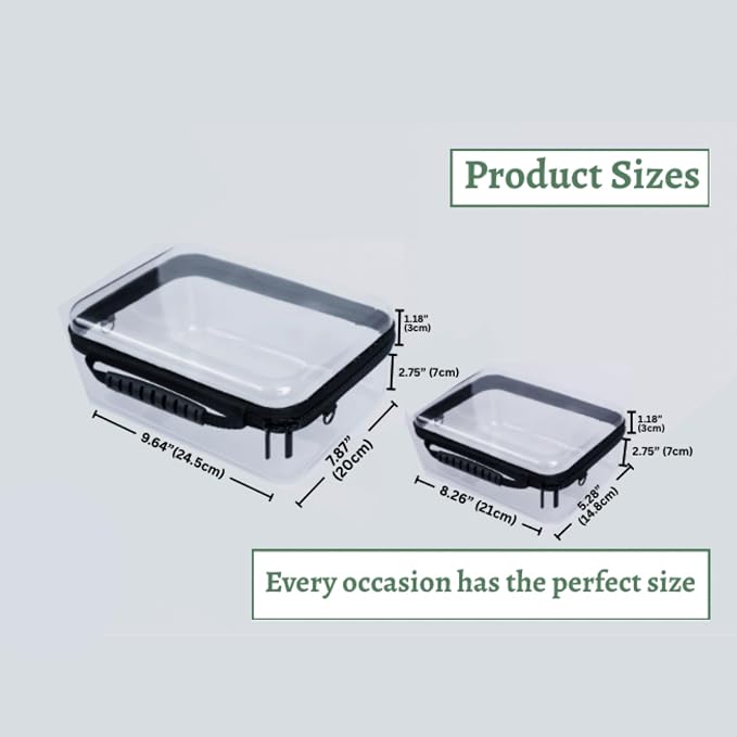 2-Pack Clear Hard Shell Zipper Case Set with Strap, Large & Medium - Image 4