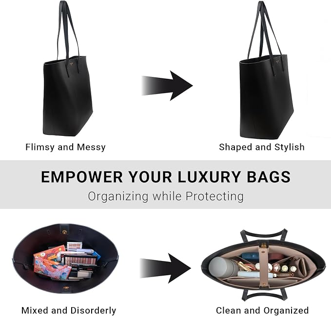 Vegan Leather Tote Bag Organizer Insert,Multi-Pocket Purse Organizers,with 15-Inch Laptop Compatible with Saint Laurent Tote E/W、LV Neverfull MM and More(SL) - Image 3