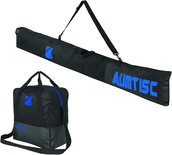 AUMTISC Ski and Boot Bag Combo for Air Travel Flying, Padded Two-Piece Snow Ski Bags, Adjustable Length Ski Travel Bag for Skis Up to 200cm and Boots Up to Size 13 by AUMTISC