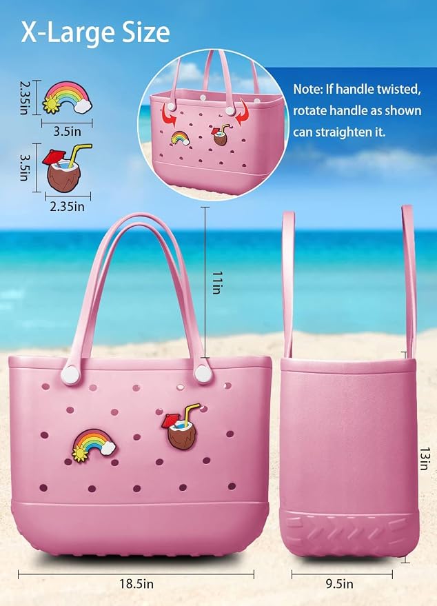Baonat Beach Bag Rubber Tote Bag - Waterproof Travel Bag for Women Washable Tote Bag Handbag for Sports Beach Market Pool - Image 3