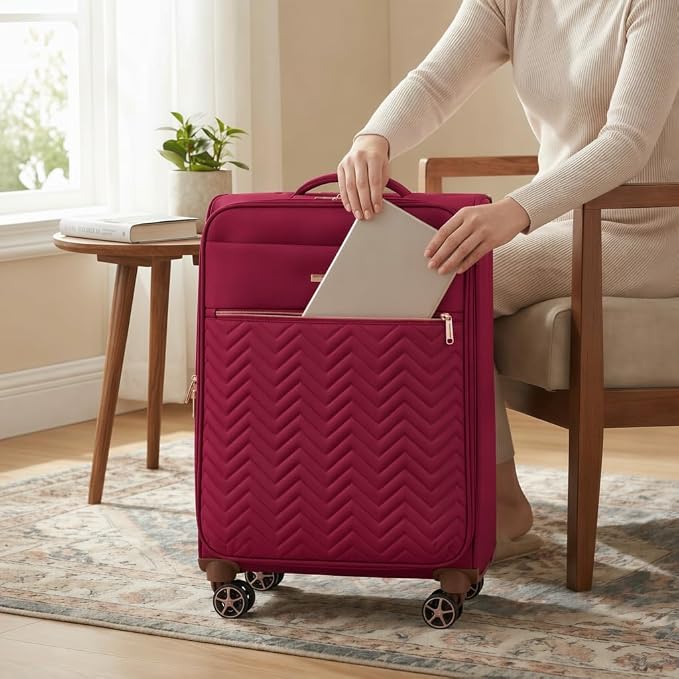 Travelhouse 4-Piece Softside Luggage Set with Spinner Wheels | Lightweight expandable suitcases: 16" underseat duffel bag + 20" carry-on + 24" + 28" checked - Image 2