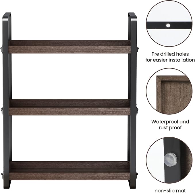 HNRLOY Bathroom Counter Organizer,Bathroom Countertop Organizer,Counter Shelf,Countertop Storage,Organization and Storage,Makeup Shelf,Sink Caddy(Brown 3 Tier) - Image 4