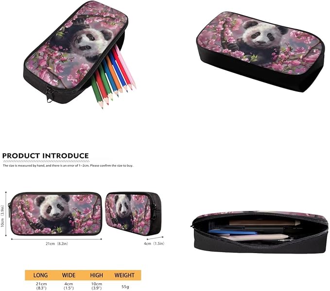 Cherry Blossom Panda Backpack for Girls Kids Backpack with Lunch Box Water Bottle Carrier and Aesthetic Pencil Case 4PCS Set Bookbag with Front Pocket for School 17 inch Large School Bag - Image 5