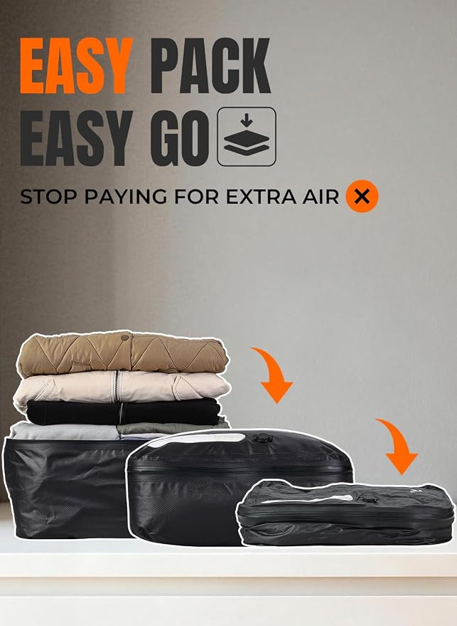 Vacuum Bags for Travel, 180° Open Zipper, IP67 Waterproof, Reusable Space Saver Compression Bags for Backpack, Suitcase(1 Pack, No Pump) - Image 4