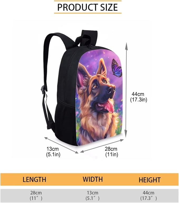 German Shepherd Backpack and Lunch Bag Set for Girls 6-8/8-10/10-12 Dog Kids Bookbag with Lunch Box Butterfly Elementary School Book Bag Lunchbag Pencil Case Student Schoolbag Back Pack - Image 4
