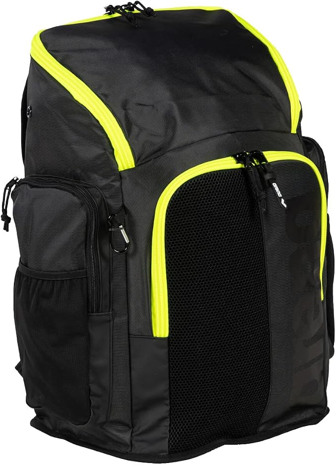ARENA Spiky III Backpack 45 Swimming Athlete Sports Gym Rucksack Large Training Gear Equipment Swim Bag for Men and Women, 45 Liters, Dark Smoke/Neon Yellow - Image 4