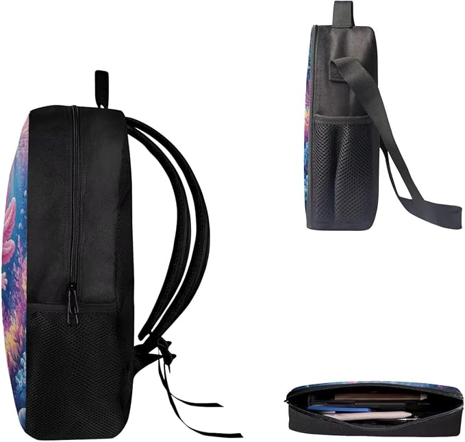 AFPANQZ Kids Backpack 3 Pieces Set Large Capacity School Bags with Heat Insulated Lunch Bags Small Pencil Bags 3 Pack - Image 3