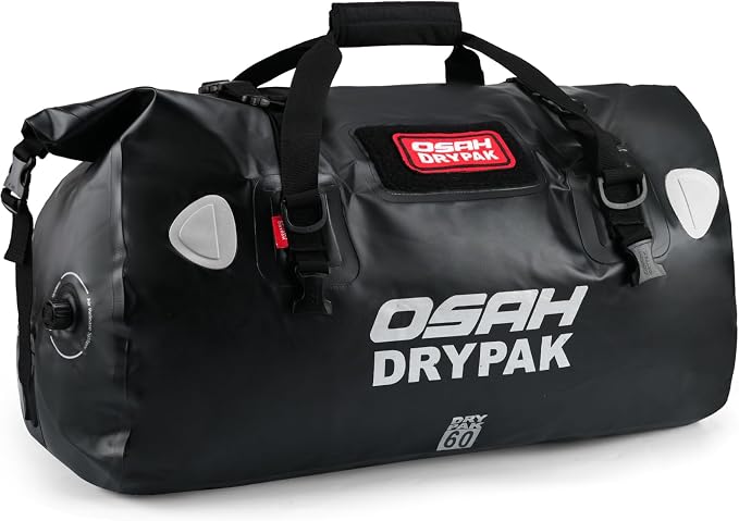 OSAH DRYPAK Waterproof Duffel Bag - Motorcycle Dry Bag Tail Bag with Large Storage Space, Waterproof Luggage Duffle Bags with Outer Mesh Zipper Pocket for Camping, Kayaking, Fishing & Traveling by OSAHDRYPAK