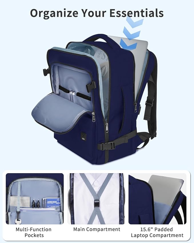 WANDF Travel Backpack For Spirit Airlines Personal Item Bag 18x14x8 with Wet Pocket, 17 Inch Laptop Backpack for Men Women | Frontier Airline Underseat Fit, Fits 17" Laptop, 180°Opening, Travel Backpack - Image 5